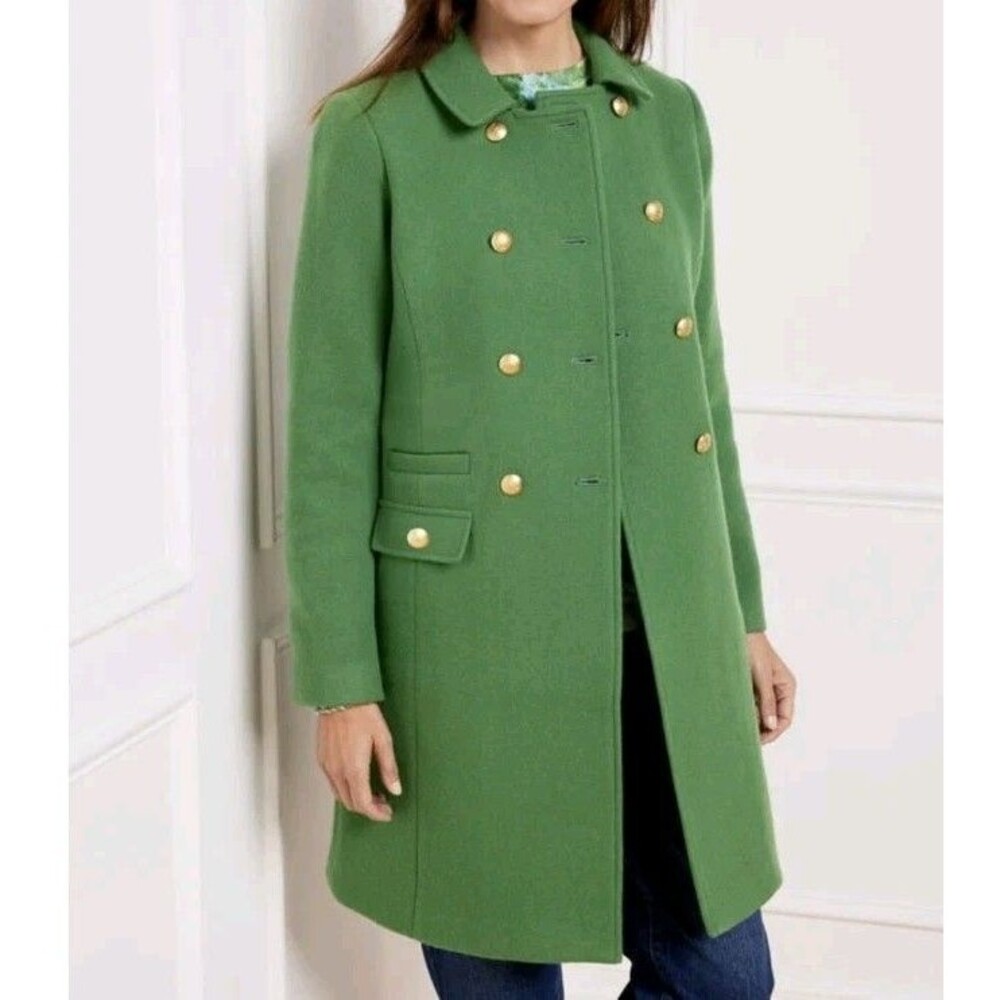 NEW! Talbots Albury Green Wool Blend Coat Overcoat Sz 10 Double Breasted